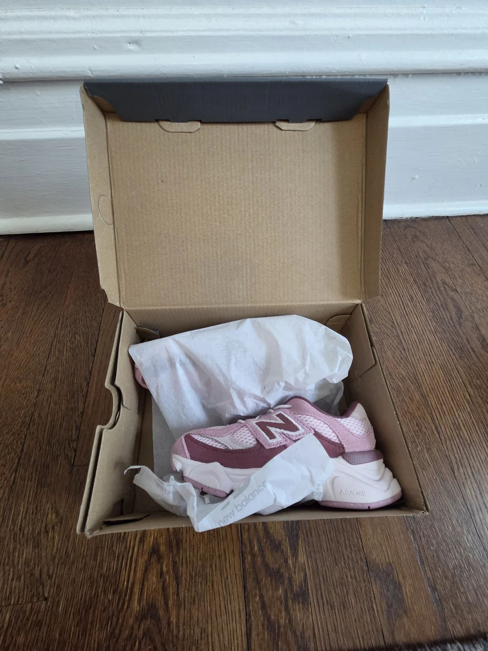 New Balance 9060 Lace Kids Pink Mesh Athletic Sneakers